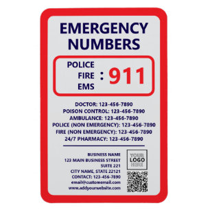 Business Emergency Numbers Magnet