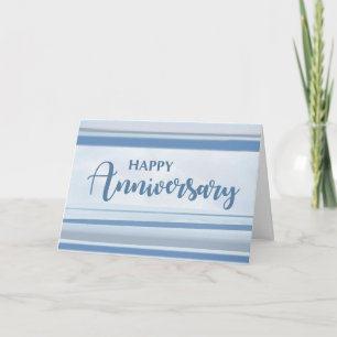 Business Employee Anniversary Blue Grey Watercolor Card