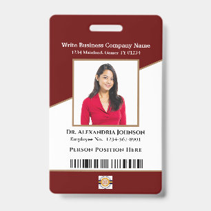 Business Employee Bar Code Logo ID Identification  Badge
