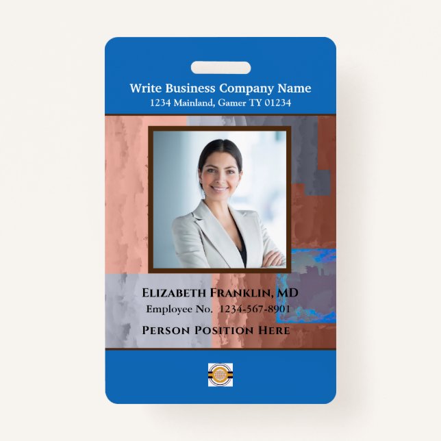 Business Employee Bar Code Logo ID Identification ID Badge (Front)