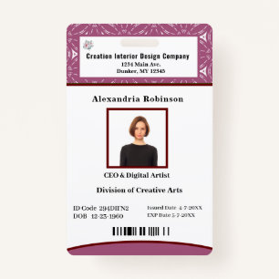 Business Employee Bar Code Logo ID Identification ID Badge