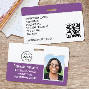 Business Employee ID Photo Security Purple ID Badge