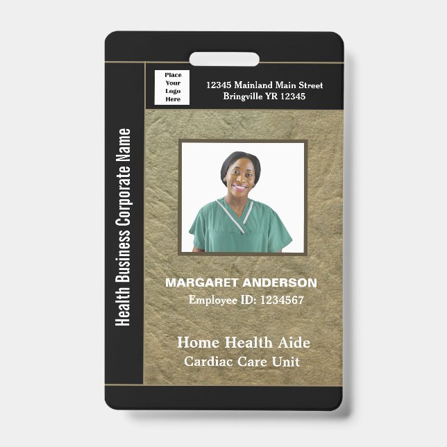 Business Employee Photo Name Logo Custom ID Badge (Front)