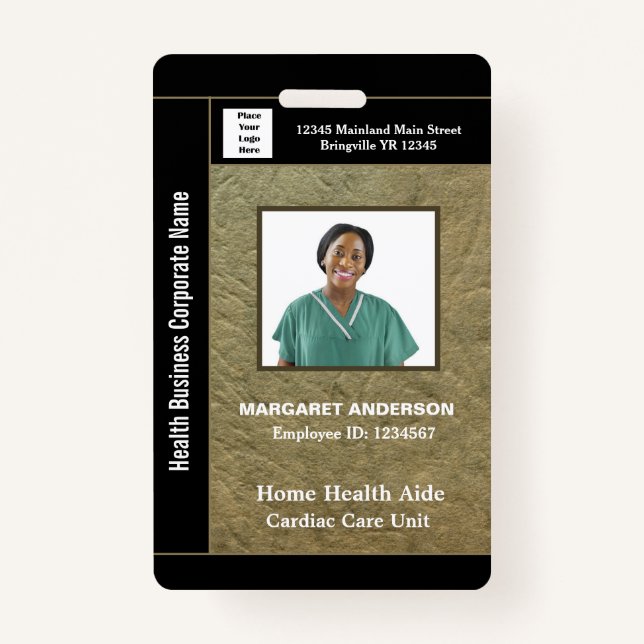 Business Employee Photo Name Logo Custom ID Badge (Front)