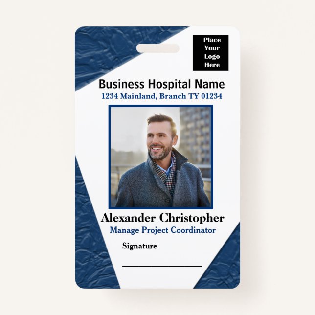 Business Employee Photo Name Logo ID Custom ID Badge (Front)