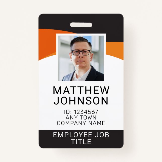 Business Employee Photo Name Template ID ID Badge (Front)