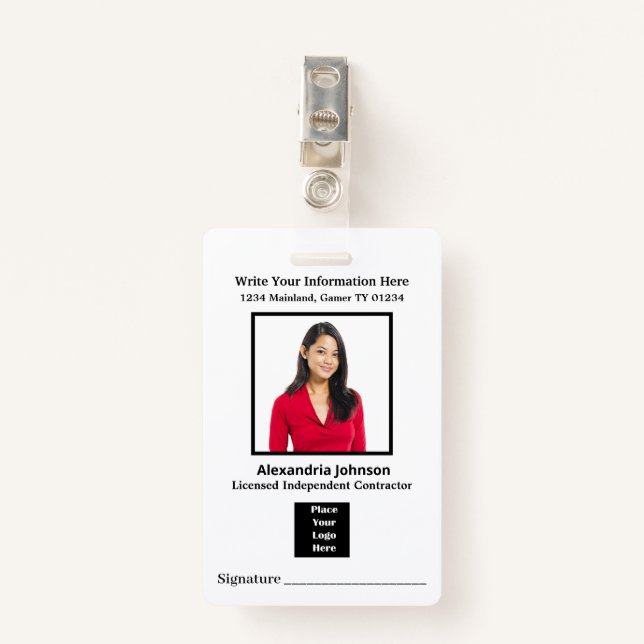 Business Employees ID Identification Signature ID Badge (Front with Clip)