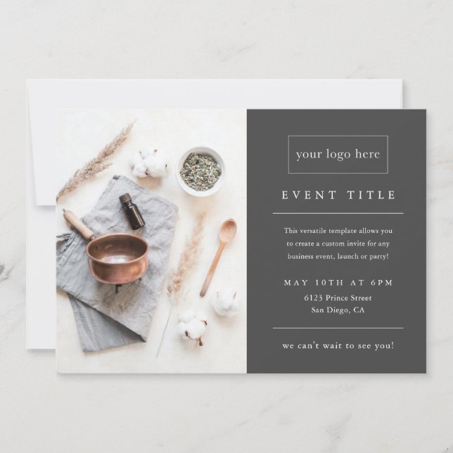 Business Event | Grey Minimal Professional Photo Invitation (Front)