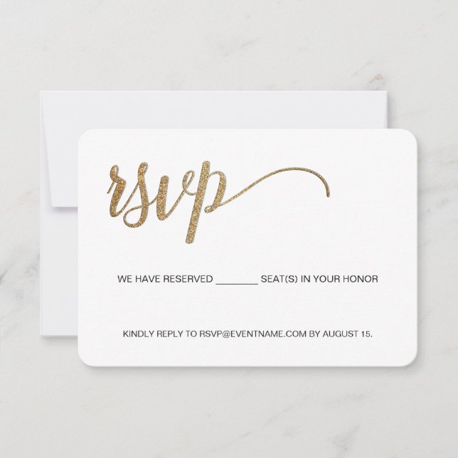 Business event logo faux Gold Script email RSVP Card (Front)