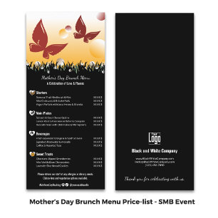 Business Event Mother's Day Brunch Price-list Menu