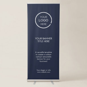 Business Event Navy Blue Modern Minimalist Logo Retractable Banner