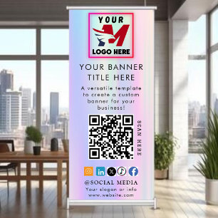 Business Event Navy Blue Modern Minimalist Logo Retractable Banner