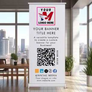 Business Event Navy Blue Modern Minimalist Logo Retractable Banner