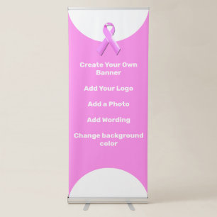 Business event pink ribbon breast cancer awareness retractable banner