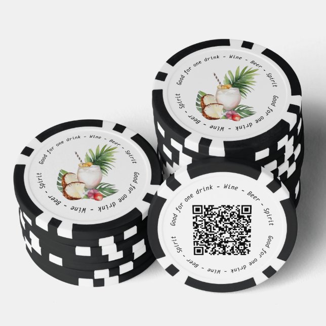 Business Event QR Code Tropical Drink Voucher Poker Chips (Stack)