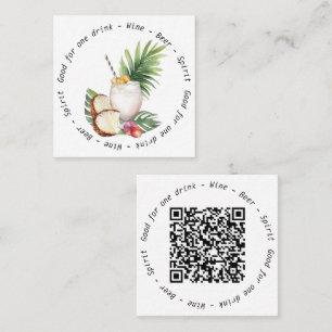 Business Event QR Code Tropical Drink Voucher Square Business Card