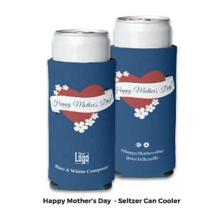 Business Event Red Heart Happy Mother's Day Seltzer Can Cooler