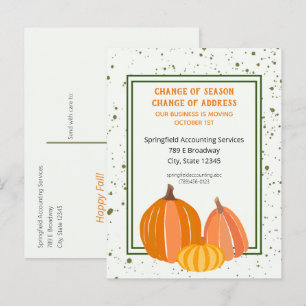 Business Fall Pumpkin Change of Address  Announcement Postcard