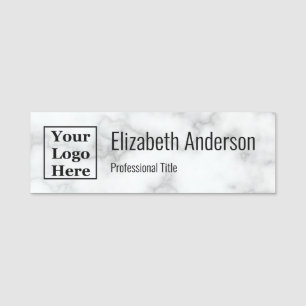Business Faux Marble Name Title Your Logo Here Name Tag