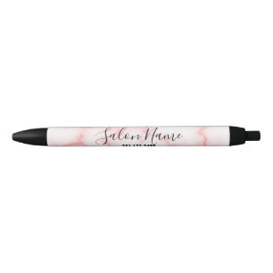 Business Faux Pink Marble Salon Name Phone Number Black Ink Pen