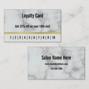 Business Faux White Marble Hair Salon Loyalty Card