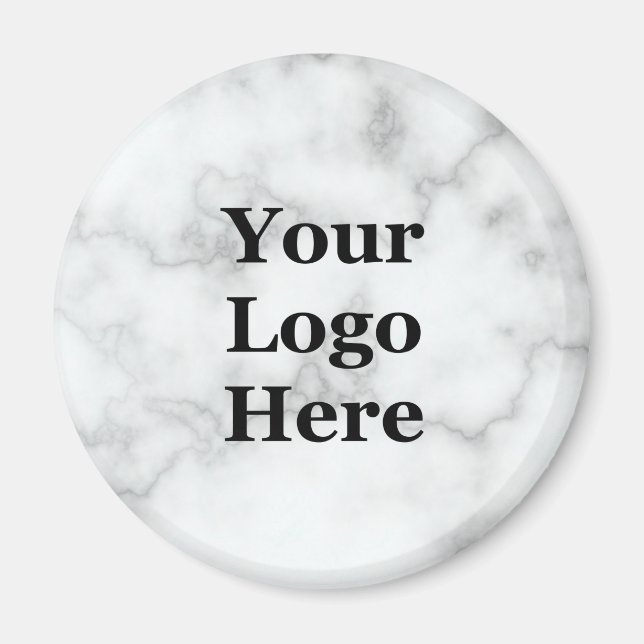 Business Faux White Marble Your Logo Here Template Magnet (Front)
