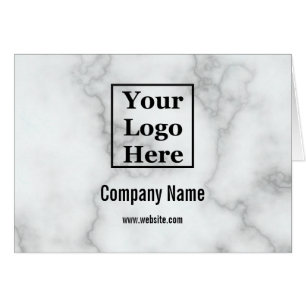 Business Faux White Marble Your Logo Note Card