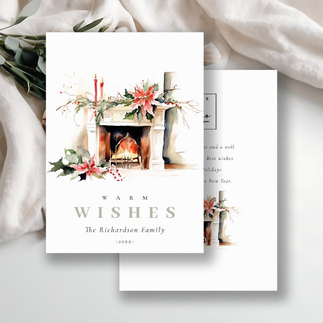 Business Fireplace Warm Christmas Corporate Logo Holiday Card (Creator Uploaded)