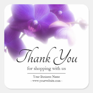 Business Floral Purple Orchid Thank You Square Sticker