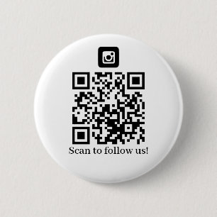 Business Follow us QR code 6 Cm Round Badge