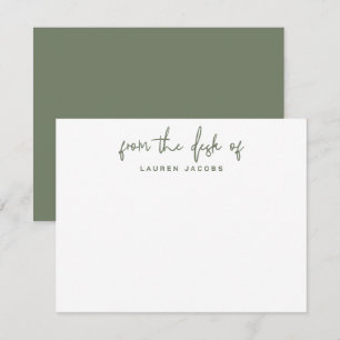 Business From The Desk Of Dark Green Stationery Card