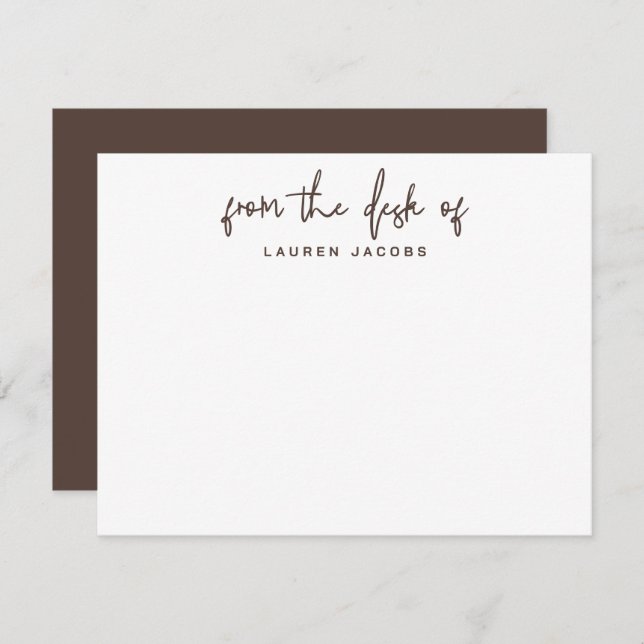 Business From The Desk Of Rustic Brown Stationery Card (Front/Back)