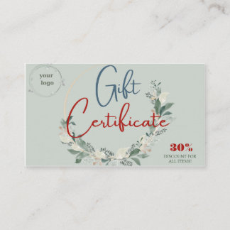 Business gift certificate