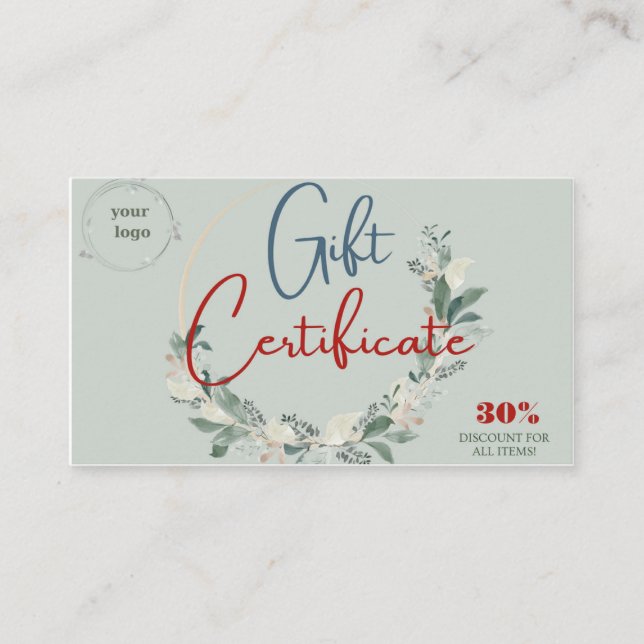 Business gift certificate (Front)