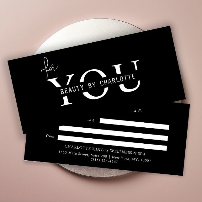 Business Gift Certificate (Personalized, BUSINESS GIFT CERTIFICATE! Black & White, modern, minimal with a luxury touch.
)