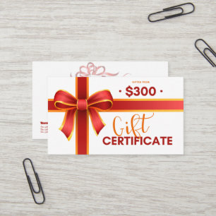 Business gift certificate $300