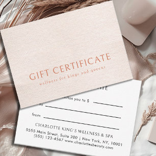 BUSINESS GIFT CERTIFICATE, Beige Modern Minimalist