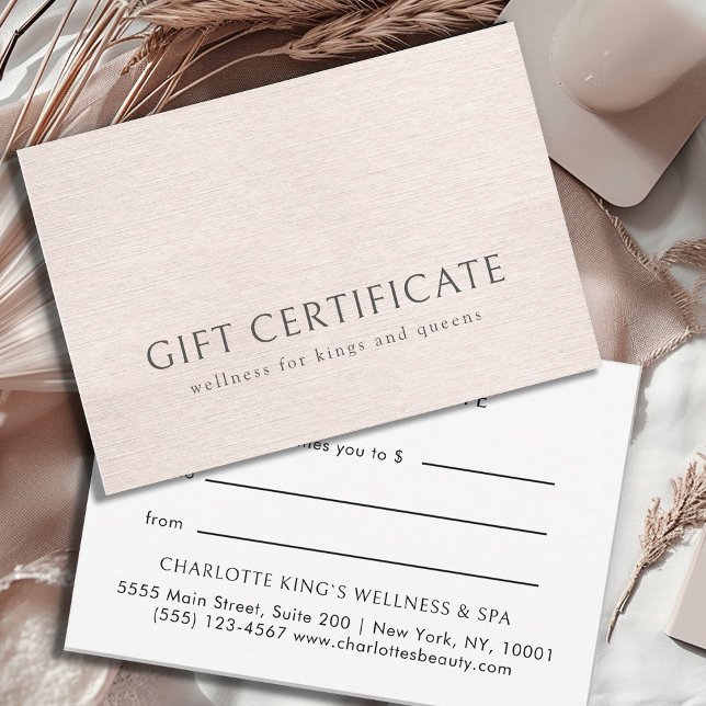 BUSINESS GIFT CERTIFICATE, Beige Modern Minimalist (Creator Uploaded)