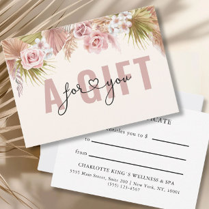 BUSINESS GIFT CERTIFICATE   BOHO