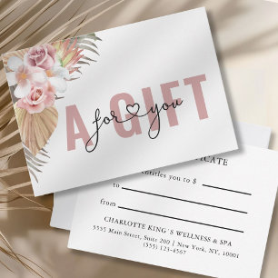 BUSINESS GIFT CERTIFICATE BOHO