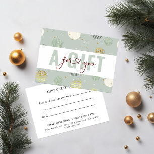 BUSINESS GIFT CERTIFICATE   Christmas pattern
