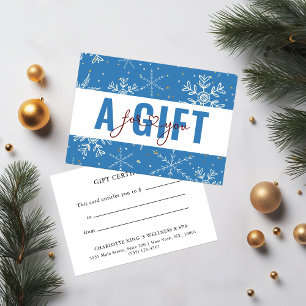 BUSINESS GIFT CERTIFICATE   Christmas Snow Pattern