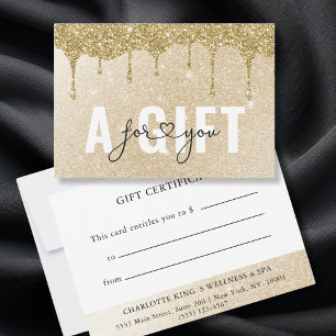 BUSINESS GIFT CERTIFICATE   Gold Glitter Drop