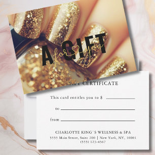 BUSINESS GIFT CERTIFICATE   Gold Glitter Nails 