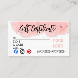 Business gift certificate marketing discount