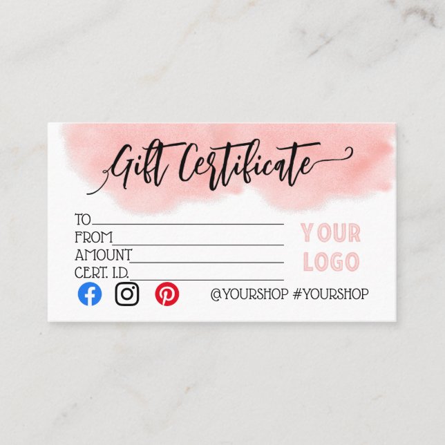 Business gift certificate marketing discount (Front)