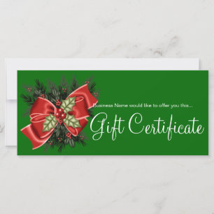 Business Gift Certificate Mistletoe & Red Bow