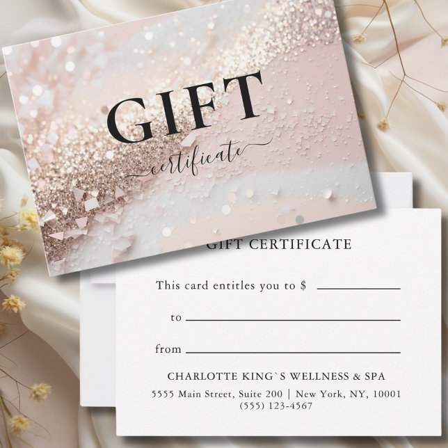 BUSINESS GIFT CERTIFICATE | Modern | Glitter (PERSONALIZED BUSINESS GIFT CERTIFICATE | Ribbon | Glitter)