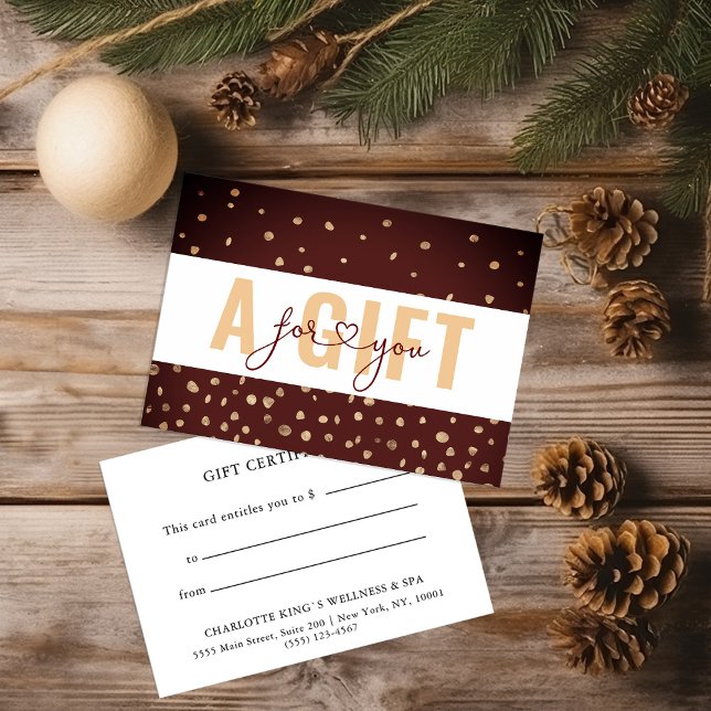 BUSINESS GIFT CERTIFICATE | Red Gold Dots (Creator Uploaded)