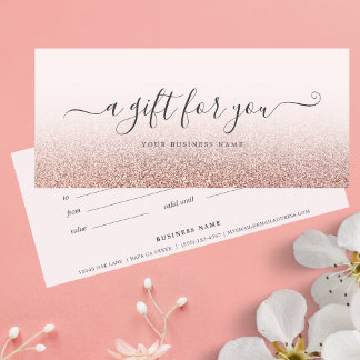 Business Gift Certificate Rose Gold Ombre